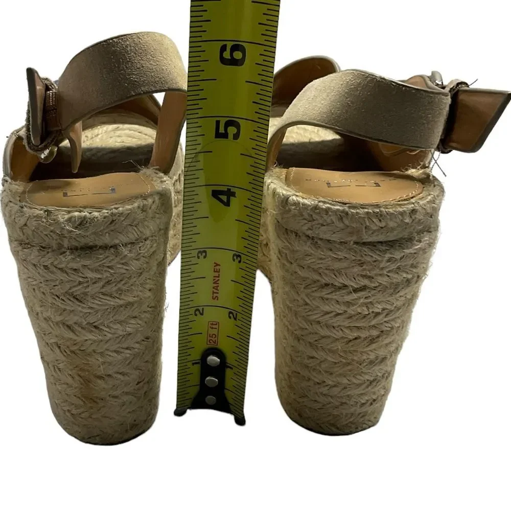 Marc Fisher Landela Tan Leather  D'Orsay Espadrille Wedge Sandals Size 8